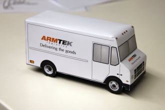 make a papercraft delivery step van with your logo on it