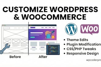 customize wordpress theme, plugins, and woocommerce layout