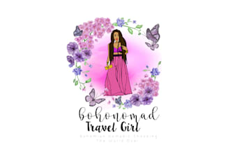 design watercolor logo bohemian style