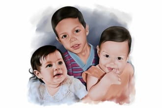 draw your portrait in to cartoon oil painting