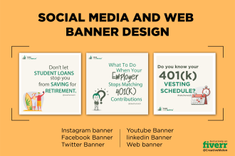 design social media banner youtube, website, facebook, twitter in 24 hour