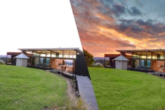 real estate edit and replace up to 30 sky with blue cloudy beautiful sky