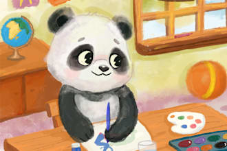 draw watercolor or pencil style children book illustration