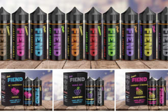 do vape e liquid bottle label and packaging design