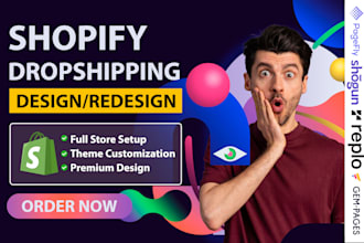 build shopify website, design or redesign shopify store, dropshipping store