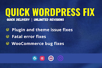 fix wordpress issues, errors, bugs and customize website