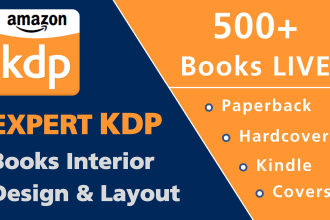 do books interior design and layout with covers for KDP, ingramspark, nook