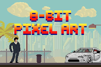 create 8 bit pixel art graphics design