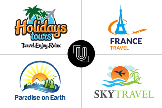 do modern tourism or travel agency logo