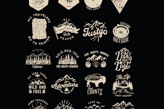 create hand drawn vintage outdoor badge t shirt logo design