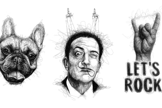 draw sketch illustrate portrait in black and white