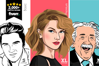 draw you into big head cartoon caricature