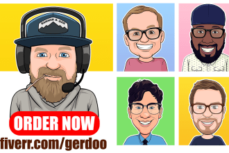 draw cute cartoon portrait, avatar, profile picture