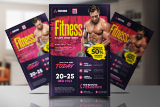 create creative gym, and fitness flyers, posters, and ads