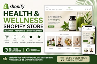 design a high converting shopify store for health and wellness brands