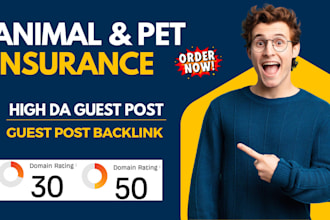 provide animal and pet insurance guest post backlink service for high da DR link