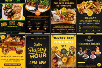 design food flyers, posters and menu cards