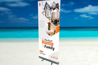 create roll up banner design, retractable, billboard, backdrop, signage