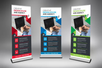 design roll up banner, retractable banner, backdrop, table