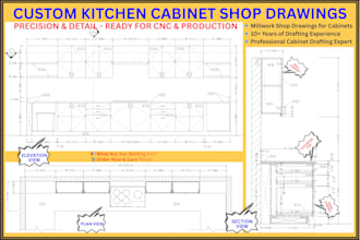 create detailed kitchen cabinet and millwork shop drawings in autocad