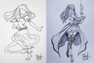 draw line drawing or pencil sketch illustrations