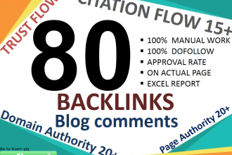 do 80 high tf,cf dofollow backlink blog comment with high da, pa