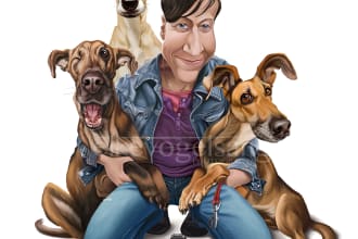 do a high quality caricature of you and your pet