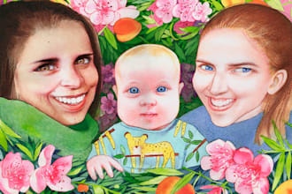 paint a watercolor, pencil, or pastel custom artwork from a photo portrait
