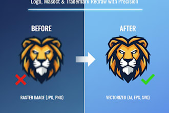 convert your logo mascot or trademark into high resolution vector