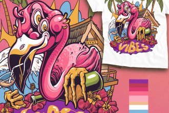illustrate amazing cartoon t shirt design for merchandise
