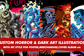 make horror and darkart illustration for merchandise etc