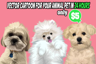 your dogs or any pets into cartoon portrait