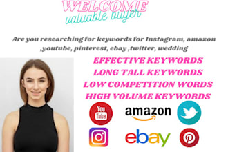 research keywords instagram, amazon, etsy, youtube, pinterest, ebay, redbubble