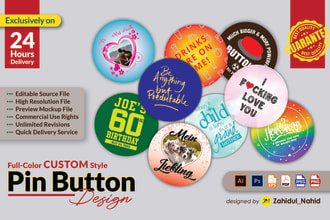 design badges, buttons, magnets, patches, pins, stickers