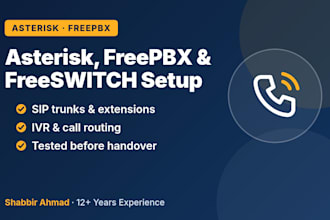 install and configure asterisk, freepbx or freeswitch pbx