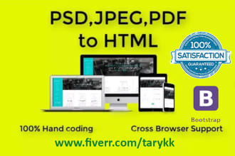 convert PSD to html css responsive