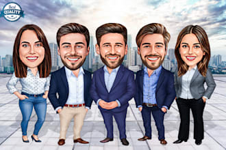 make a group cartoon caricature for a corporate or business