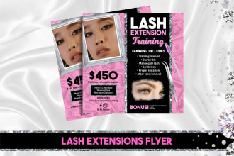 create nice and beautiful hair extension lash extension and glitter flyer posts