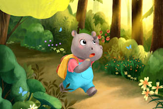 create beautiful children story book illustration