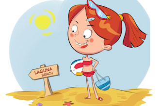 draw a beautiful cartoon illustration