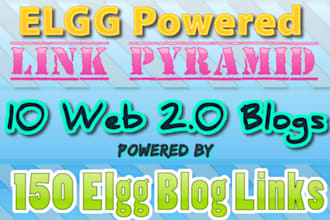 create a link pyramid with 10 web blogs and power those with 150 Elgg blog posts