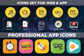 do professional  custom icons design set for app or website