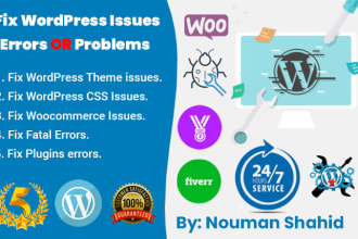 fix wordpress errors, problems, and woocommerce issues