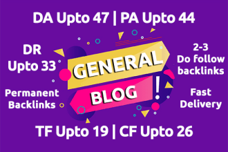 publish content in da 47 and DR 33 multi niche blog