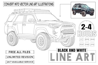 draw details vector line art, create outline image, products