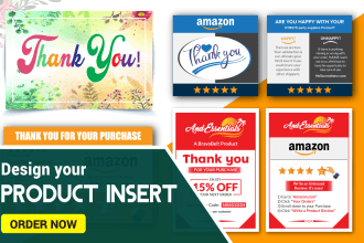 design amazon thank you card, product insert in 6 hours