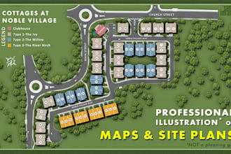 professionally draw map illustration or site plan