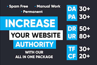 increase domain rating ahrefs DR moz da and trust flow tf all in one package