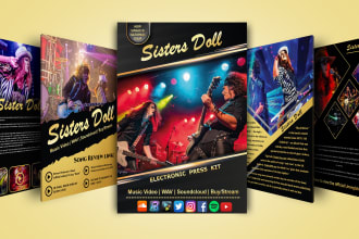 design eye catching media kit, one sheet, epk, flyer with clickable links