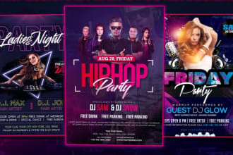 create  , dj , music, birthday, night party or event flyers